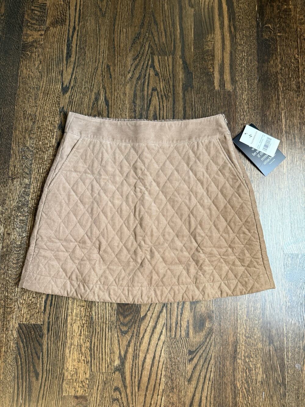Tuckernuck Corduroy Quilted Skirt L New With Tags Brown Tan